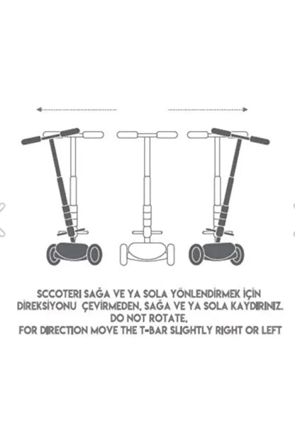 LED Işıklı 3 Tekerlekli Yükseklik Ayarlı ( Pembe, Mavi, Sarı, Kırmızı ) Scooter