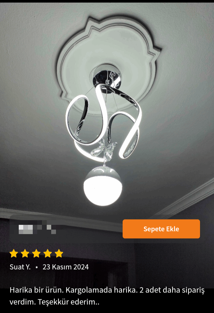 PREMİUM MODEL Dekoratif LED Avize – Lüx Kristal Taçlı Şık Tavan Aydınlatması 1 Alana 1 Bedava
