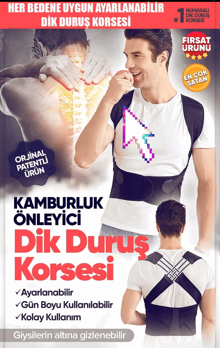 Dik Duruş Korsesi – Kamburluk Önleyici Sırt ve Omuz Düzeltici Aparat Kadın-Erkek Ortopedik Duruş Korsesi | Kifoz Önleyici Sırt Desteği