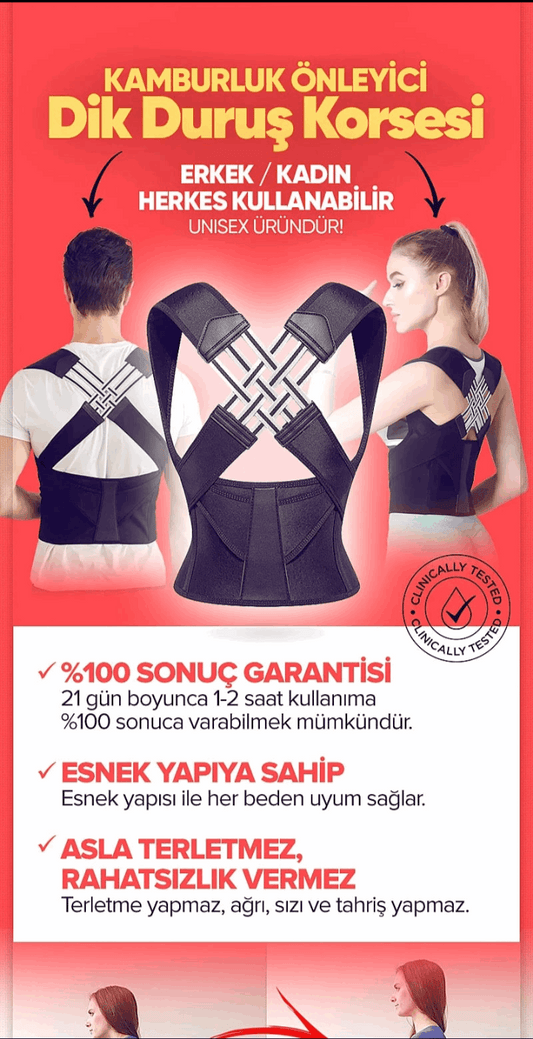 Dik Duruş Korsesi – Kamburluk Önleyici Sırt ve Omuz Düzeltici Aparat Kadın-Erkek Ortopedik Duruş Korsesi | Kifoz Önleyici Sırt Desteği