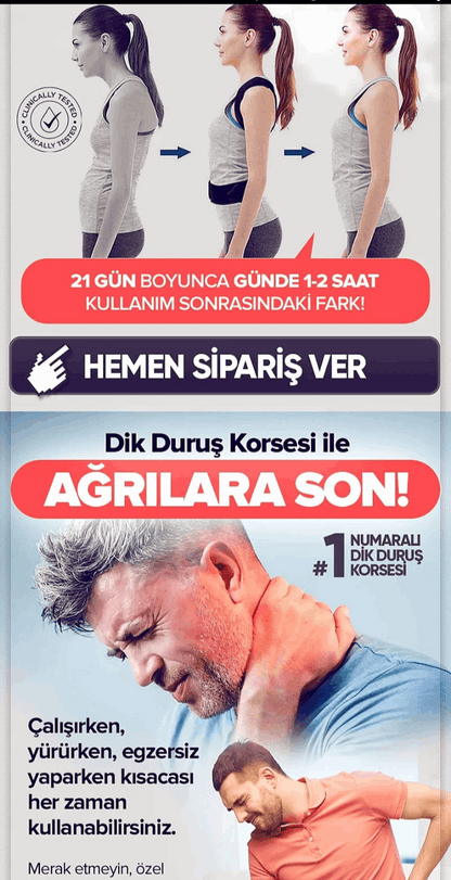 Dik Duruş Korsesi – Kamburluk Önleyici Sırt ve Omuz Düzeltici Aparat Kadın-Erkek Ortopedik Duruş Korsesi | Kifoz Önleyici Sırt Desteği